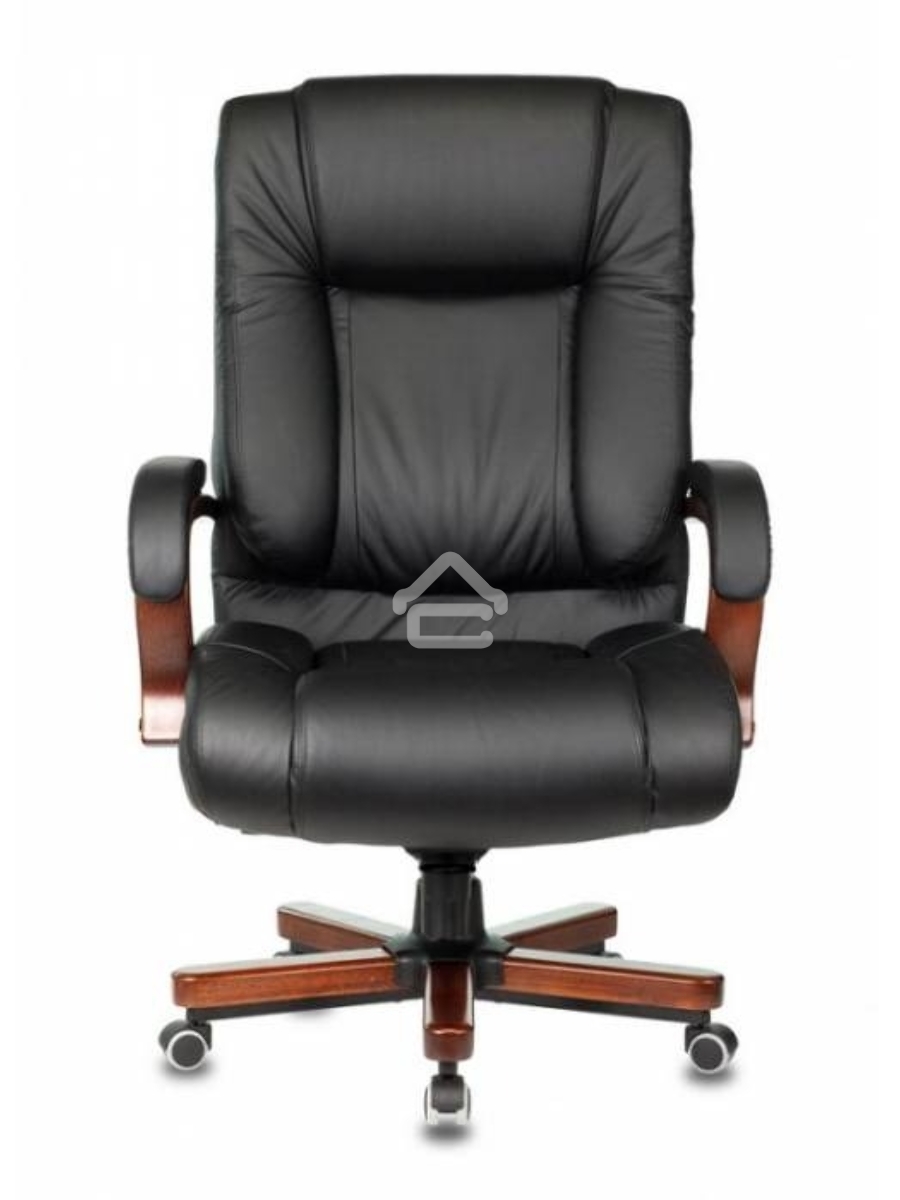 Кресло руководителя Бюрократ T-9925WALNUT/BLACK черный, кожа, крестовина дерево