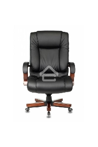 Кресло руководителя Бюрократ T-9925WALNUT/BLACK черный, кожа, крестовина дерево
