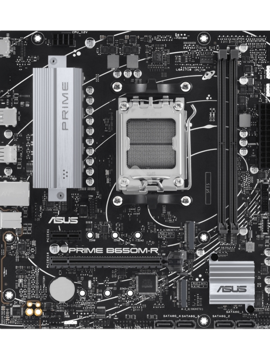 Материнская плата ASUS PRIME B650M-R, Socket AM5, AMD B650, 2xDDR5, 4xSATA, 2xM.2, 1xPCIe 4.0 x16, 1xPCIe x1, 1xHDMI, 1x 2.5Gb LAN, 2xUSB-A 3.2 Gen 1, 4xUSB-A 2.0, 3x3.5 мм, 7.1, mATX