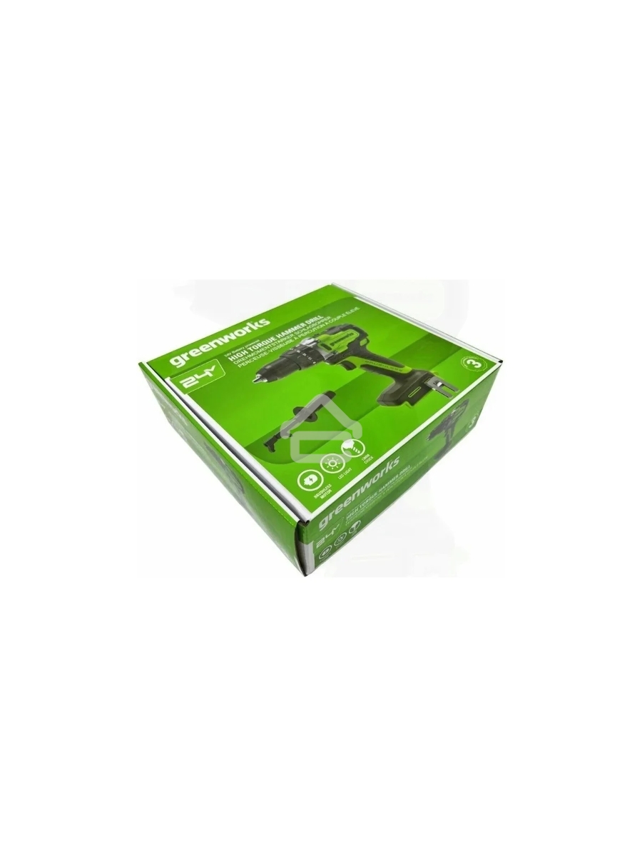 Дрель-шуруповерт GREENWORKS GD24DD140, Аккумуляторная, 24В, Без АКБ и ЗУ