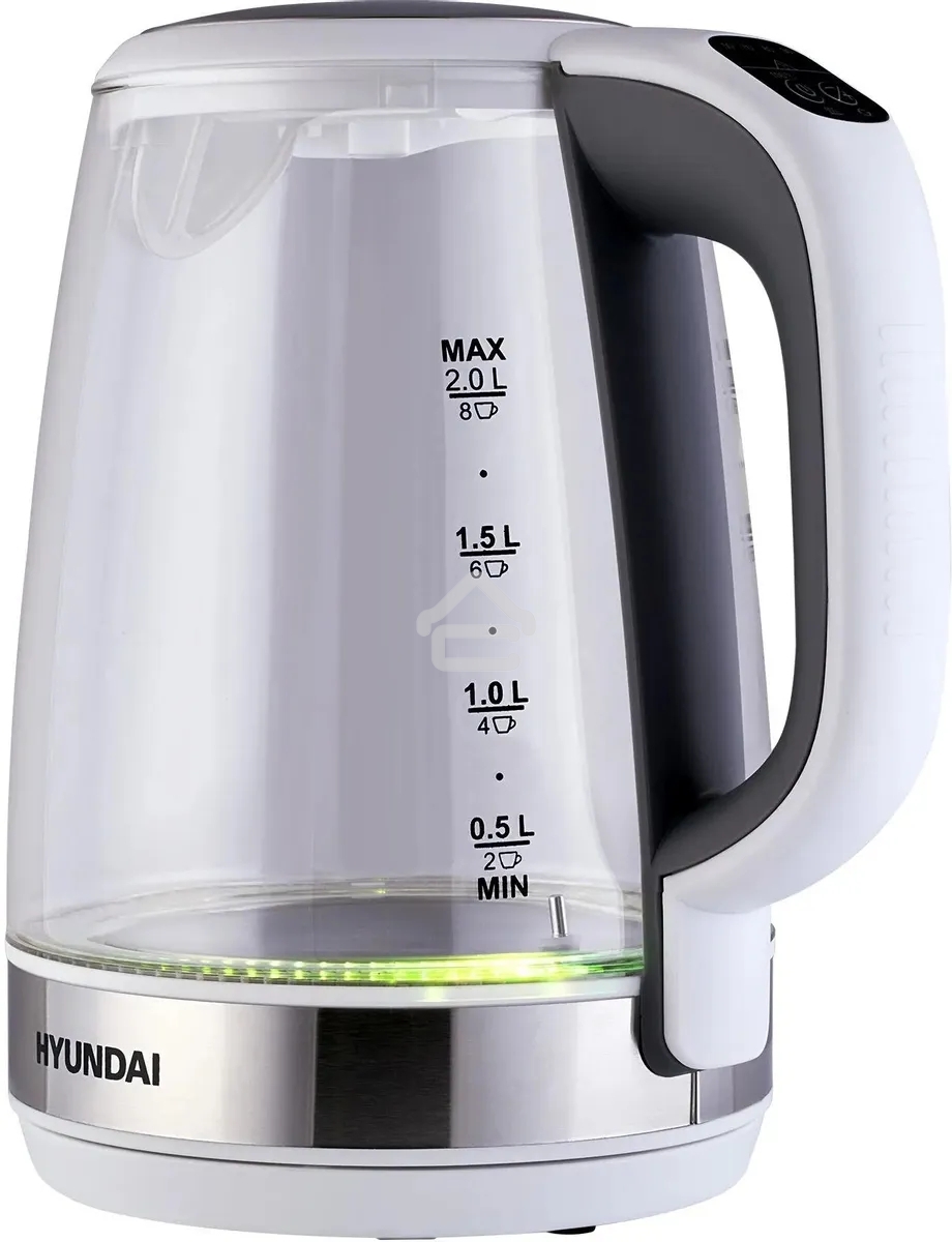 Чайник электрический Hyundai HYK-G8880 2 л, 2200 Вт, серый/серебристый корпус: стекло