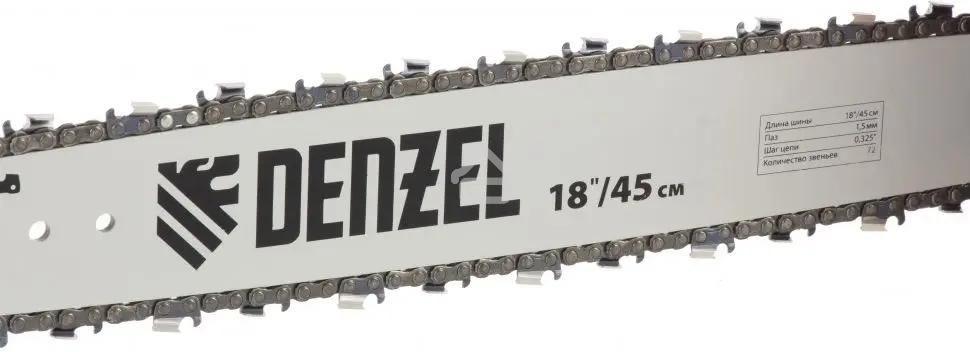 Пила цепная бензиновая Denzel DGS-5218, шина 45 см, 52см3, 3,5 л.с., шаг 0,325, паз 1,5 мм,