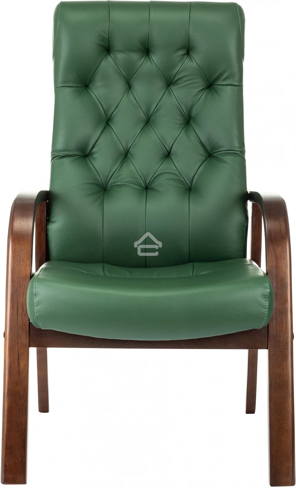 Кресло офисное Бюрократ T-9928WALNUT-CF, зеленый, кожа, на ножках, дерево