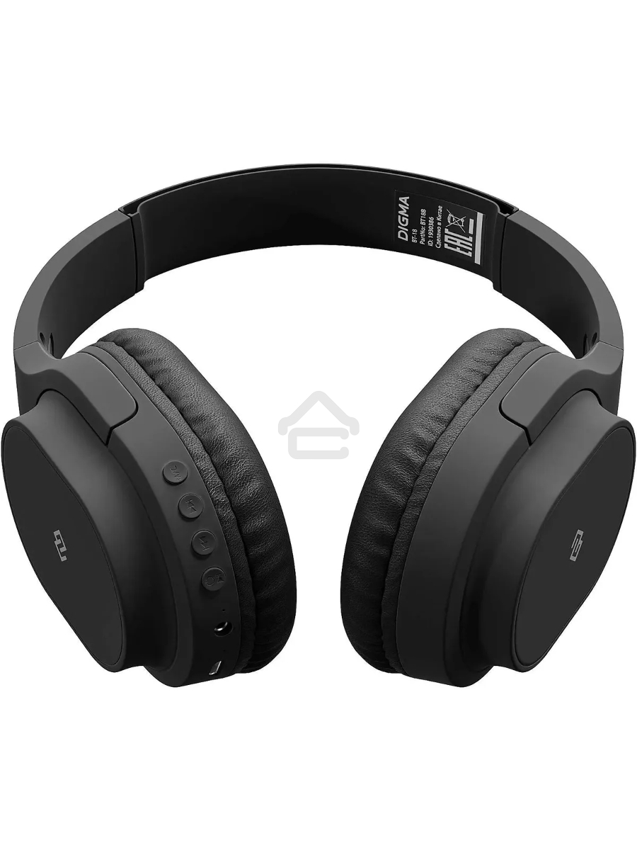 Гарнитура накладные Digma BT-18 черный беспроводные bluetooth оголовье