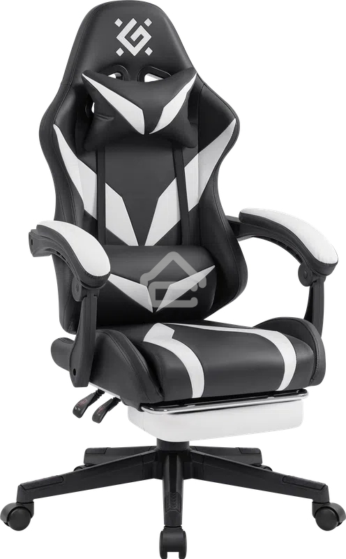 Кресло игровое Defender Aspect черный/белый, класс 4, PU, подножка