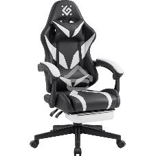 Кресло игровое Defender Aspect черный/белый, класс 4, PU, подножка