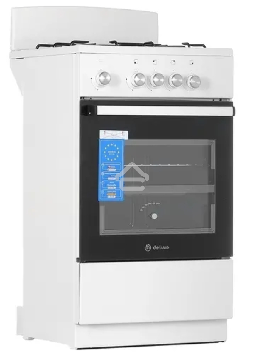 Плита газовая De Luxe 5040.48Г (Щ) белый, конфорок 4 шт, духовка 43 л, 50 см x 85 см x 50 см