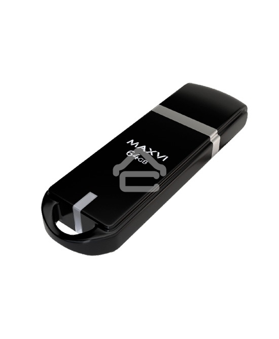Флешка USB R/W Maxvi P3 64GB USB 2.0 black, монолит с колпачком, ABS пластик
