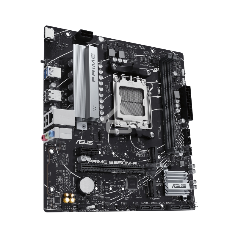 Материнская плата ASUS PRIME B650M-R, Socket AM5, AMD B650, 2xDDR5, 4xSATA, 2xM.2, 1xPCIe 4.0 x16, 1xPCIe x1, 1xHDMI, 1x 2.5Gb LAN, 2xUSB-A 3.2 Gen 1, 4xUSB-A 2.0, 3x3.5 мм, 7.1, mATX
