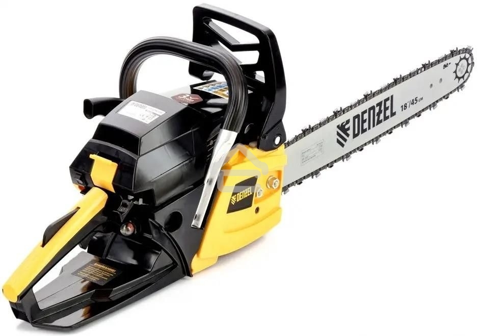 Пила цепная бензиновая Denzel DGS-5218, шина 45 см, 52см3, 3,5 л.с., шаг 0,325, паз 1,5 мм,