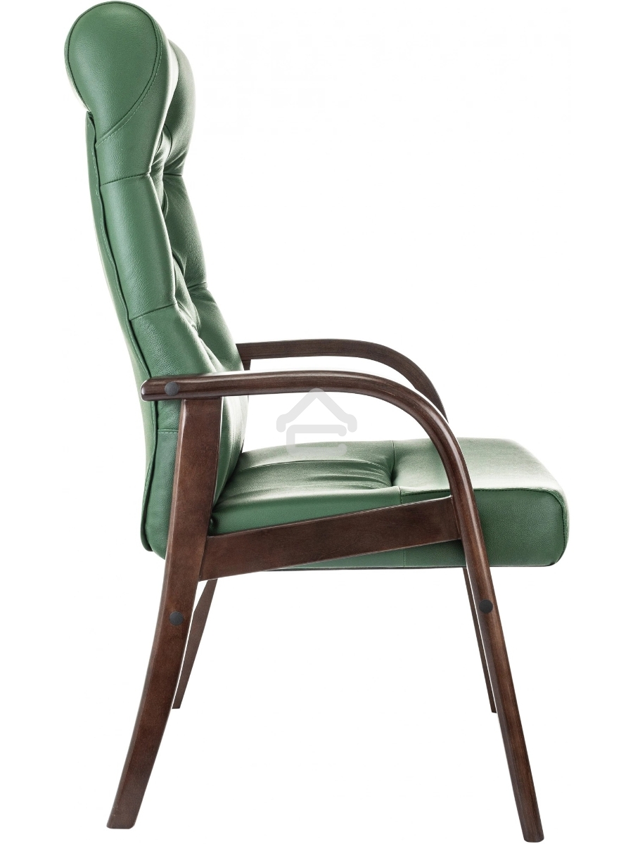Кресло офисное Бюрократ T-9928WALNUT-CF, зеленый, кожа, на ножках, дерево