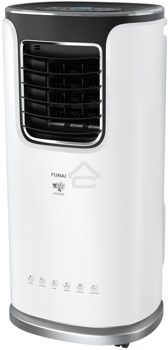 Кондиционер мобильный FUNAI JASMINE MAC-JS30CON03 9500 BTU, 20 м², 55 дБ, охлаждение, осушение, белый