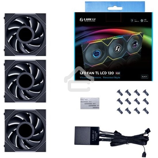 Корпусный вентилятор LIAN LI UNI FAN TL LCD (3pcs) G99.12TLLCD3B.00 черный 120мм 1900rpm 27db 7-pin