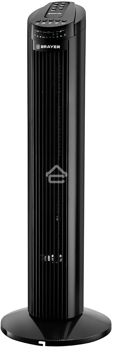 Колонный вентилятор BRAYER BR4958BK, механ.упр.,пульт ДУ,вращение90°,мощ-ть50Вт,защита от перегрева