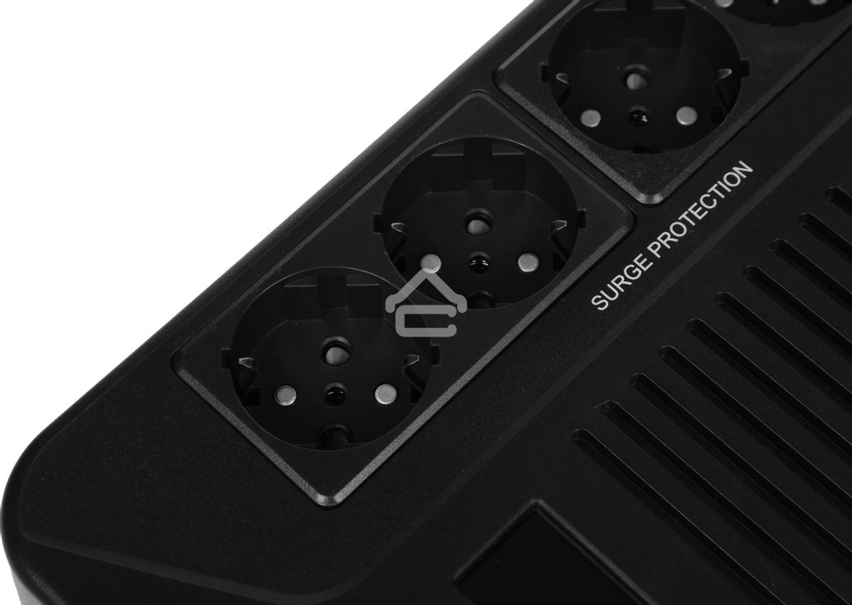 Источник бесперебойного питания SMARTWATT UPS SAFE PRO LCD 1000 черный 1000/600 ВА/Вт, напольный/настенный, линейно-интерактивный, LCD дисплей, Shuko CEE7/4 - 8 шт. (4 шт. с резервным питанием, 4 шт. - сетевой фильтр)