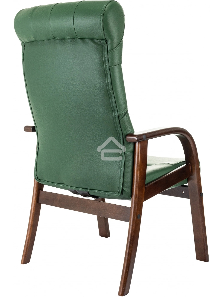 Кресло офисное Бюрократ T-9928WALNUT-CF, зеленый, кожа, на ножках, дерево