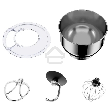 Планетарный миксер BQ MX640 White. Максимальная мощность 1600 Вт / Чаша из нержавеющей стали 6 л / Функция ферментации/ Подогрев чаши до 40'C / Электронное управление / Металлические насадки в комплекте / Металлические шестерни / Двойная защита: от перегр