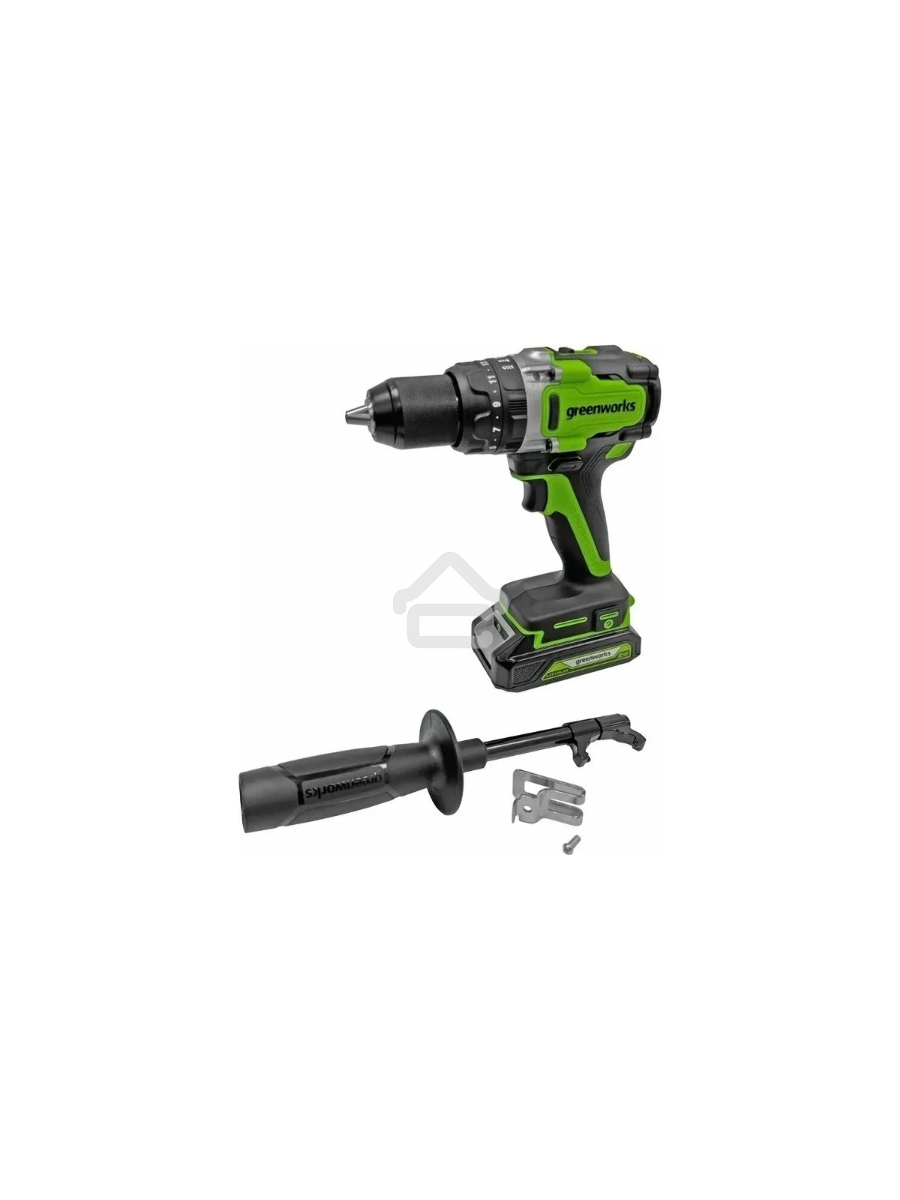 Дрель-шуруповерт GREENWORKS GD24DD140, Аккумуляторная, 24В, Без АКБ и ЗУ