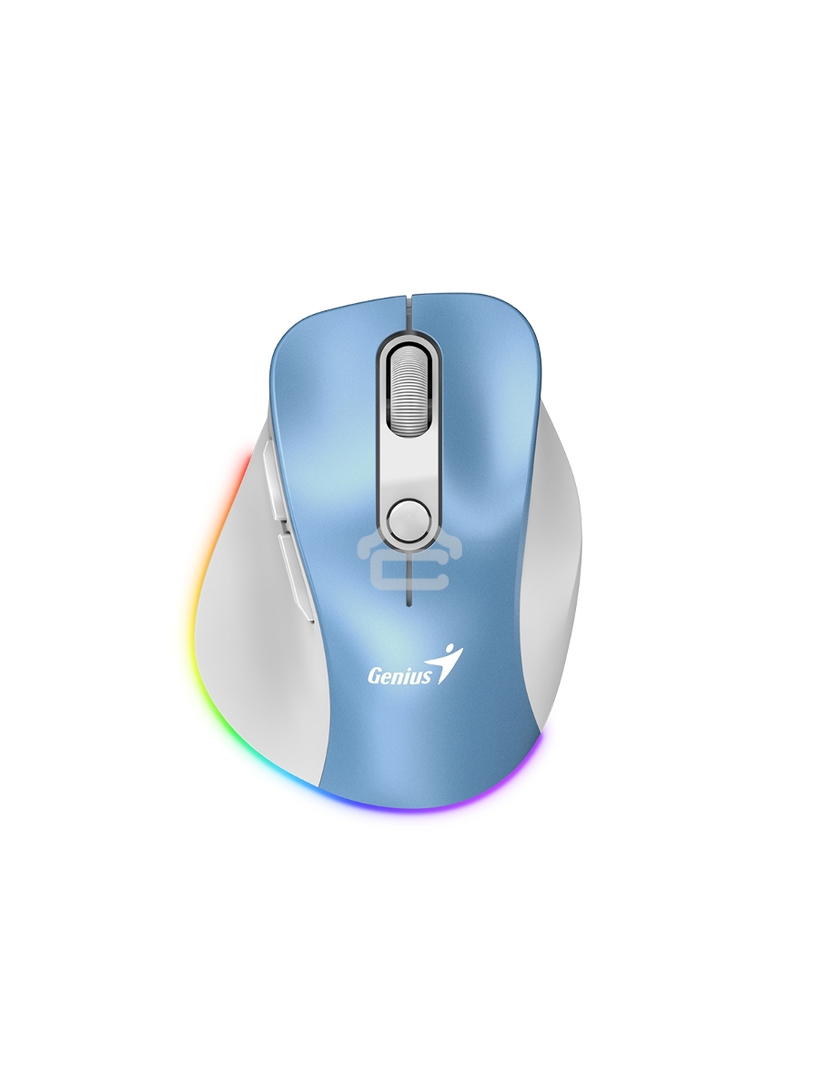 Мышь беспроводная Genius Ergo 9000S Pro светло-голубой, 2400 dpi, радиоканал, Bluetooth, USB, кнопки - 6