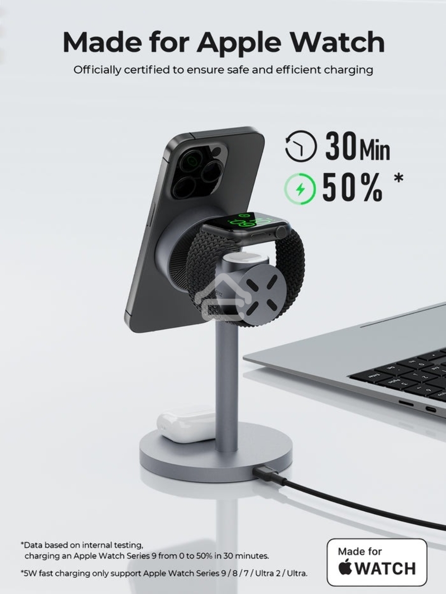 Беспроводное зарядное устройство Aukey LC-MC311 3in1 Qi2