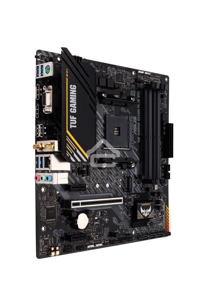 Материнская плата ASUS TUF GAMING A520M-PLUS WIFI, AM4, AMD A520, 4xDDR4, 4xSATA, 1xM.2, 1xPCIe 3.0 x16, 2xPCIe x1, 1xVGA, 1xHDMI, 1xDP, 1x 1Gb LAN, 2xUSB-A 3.2 Gen 1, 2xUSB-A 2.0, 3x3.5 мм, 7.1, mATX