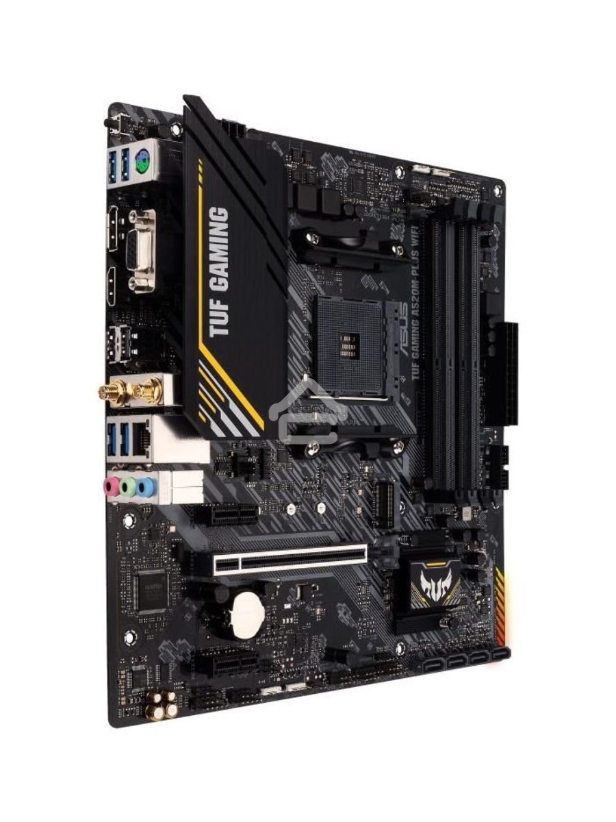 Материнская плата ASUS TUF GAMING A520M-PLUS WIFI, AM4, AMD A520, 4xDDR4, 4xSATA, 1xM.2, 1xPCIe 3.0 x16, 2xPCIe x1, 1xVGA, 1xHDMI, 1xDP, 1x 1Gb LAN, 2xUSB-A 3.2 Gen 1, 2xUSB-A 2.0, 3x3.5 мм, 7.1, mATX