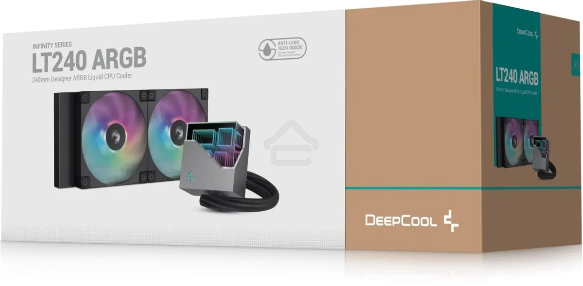 Система жидкостного охлаждения DEEPCOOL LT240 ARGb черный, 120 мм, алюминий/медь, 2400 об/мин, 38.71 дБ, 4 pin, 280 Вт