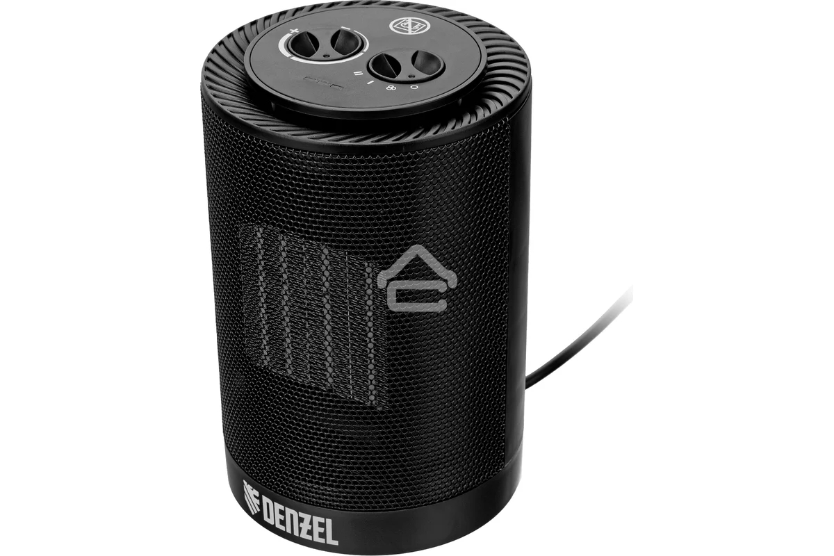 Тепловентилятор керамический Denzel DTFC-1200S, черный, 600/1200 Вт, 12 м2, 3 режима, термостат