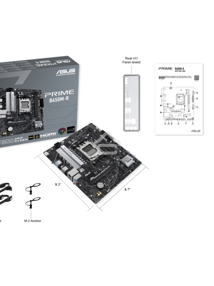 Материнская плата ASUS PRIME B650M-R, Socket AM5, AMD B650, 2xDDR5, 4xSATA, 2xM.2, 1xPCIe 4.0 x16, 1xPCIe x1, 1xHDMI, 1x 2.5Gb LAN, 2xUSB-A 3.2 Gen 1, 4xUSB-A 2.0, 3x3.5 мм, 7.1, mATX