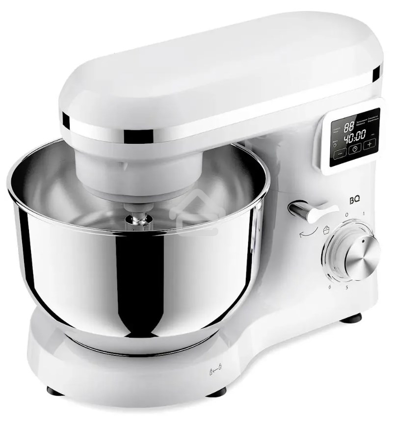 Планетарный миксер BQ MX640 White. Максимальная мощность 1600 Вт / Чаша из нержавеющей стали 6 л / Функция ферментации/ Подогрев чаши до 40'C / Электронное управление / Металлические насадки в комплекте / Металлические шестерни / Двойная защита: от перегр