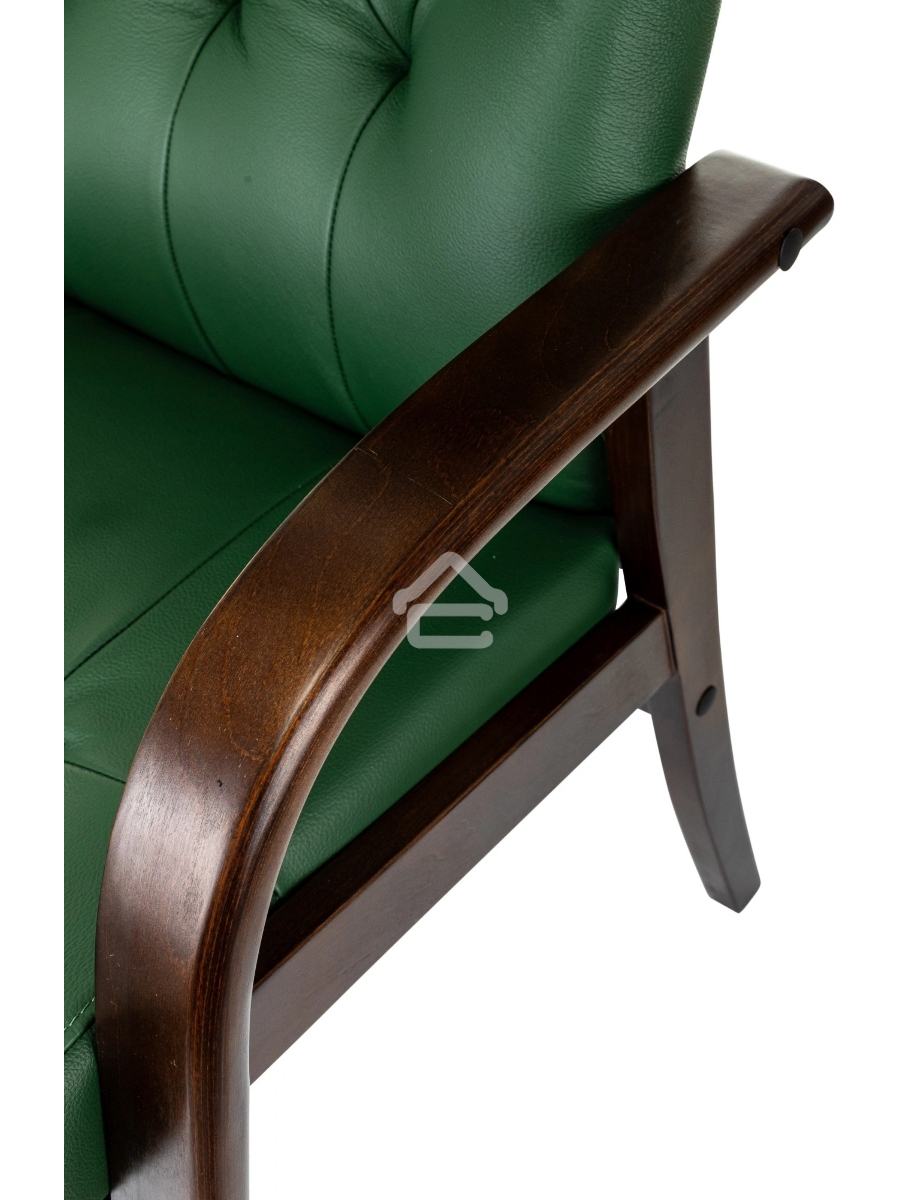 Кресло офисное Бюрократ T-9928WALNUT-CF, зеленый, кожа, на ножках, дерево