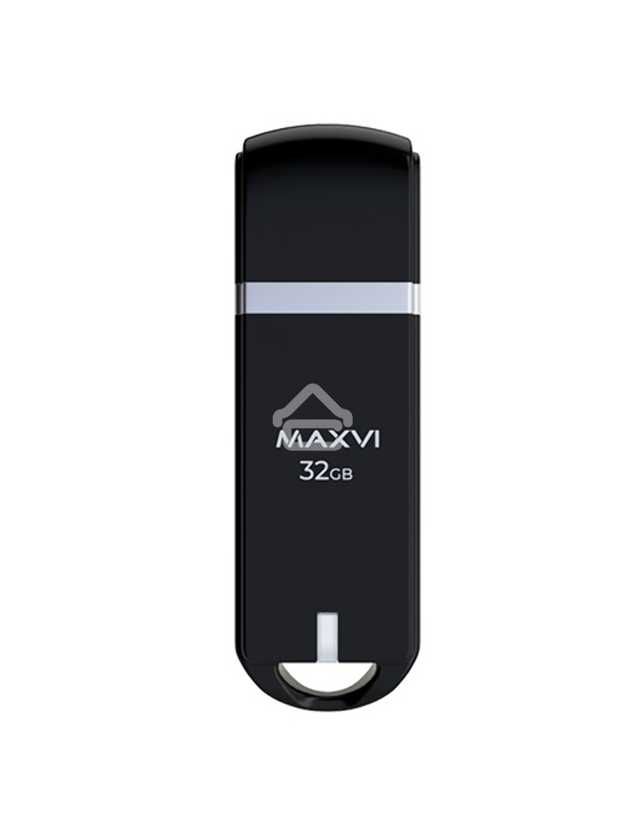Флеш диск Maxvi P3 32GB USB 2.0 black, монолит с колпачком, ABS пластик