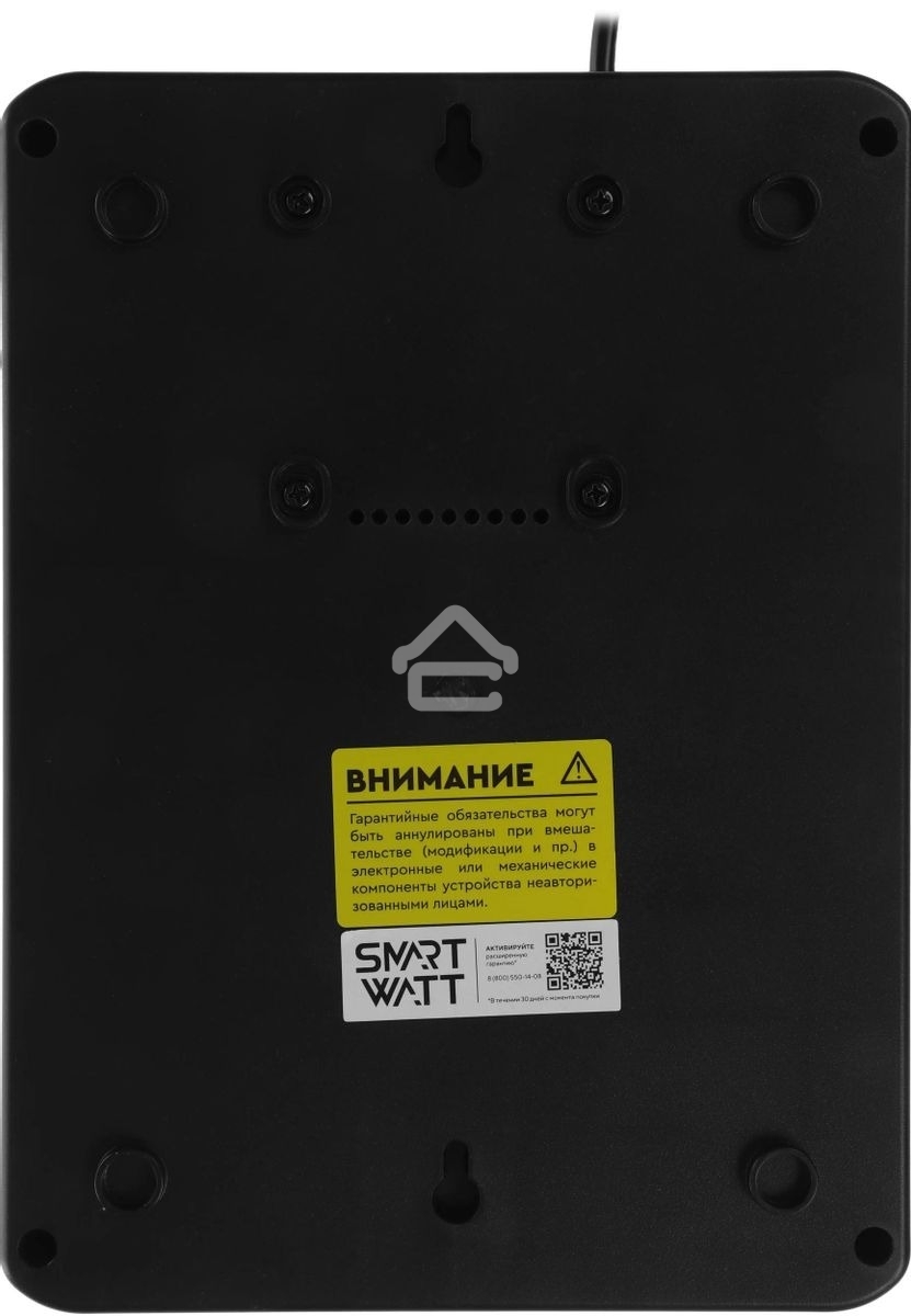 Источник бесперебойного питания SMARTWATT UPS SAFE PRO LCD 1000 черный 1000/600 ВА/Вт, напольный/настенный, линейно-интерактивный, LCD дисплей, Shuko CEE7/4 - 8 шт. (4 шт. с резервным питанием, 4 шт. - сетевой фильтр)