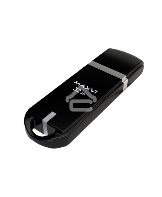 Флешка USB R/W Maxvi P3 32GB USB 2.0 black, монолит с колпачком, ABS пластик