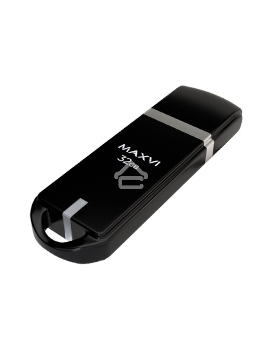 Флеш диск Maxvi P3 32GB USB 2.0 black, монолит с колпачком, ABS пластик
