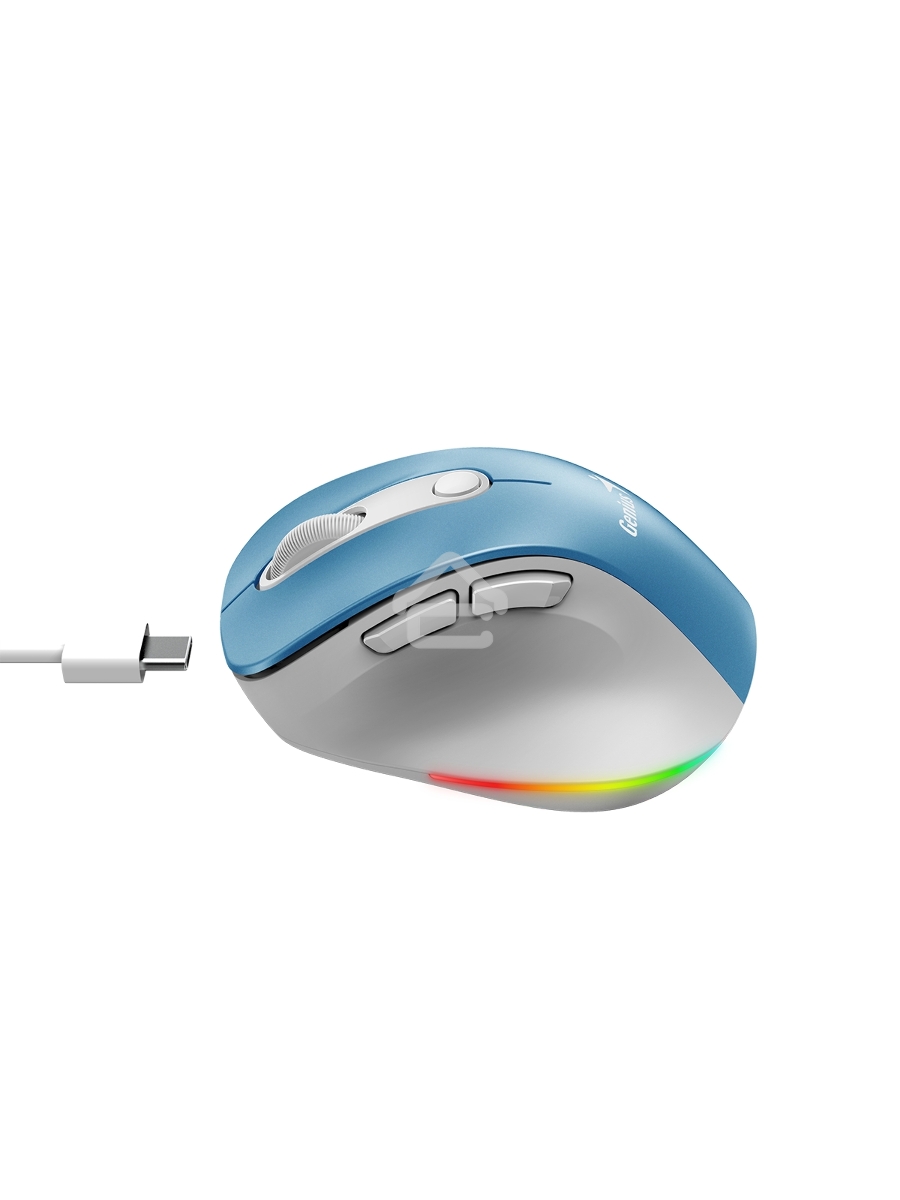 Мышь беспроводная Genius Ergo 9000S Pro светло-голубой, 2400 dpi, радиоканал, Bluetooth, USB, кнопки - 6