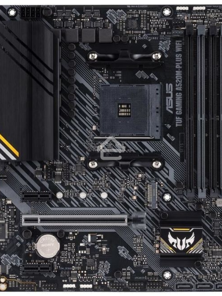 Материнская плата ASUS TUF GAMING A520M-PLUS WIFI, AM4, AMD A520, 4xDDR4, 4xSATA, 1xM.2, 1xPCIe 3.0 x16, 2xPCIe x1, 1xVGA, 1xHDMI, 1xDP, 1x 1Gb LAN, 2xUSB-A 3.2 Gen 1, 2xUSB-A 2.0, 3x3.5 мм, 7.1, mATX