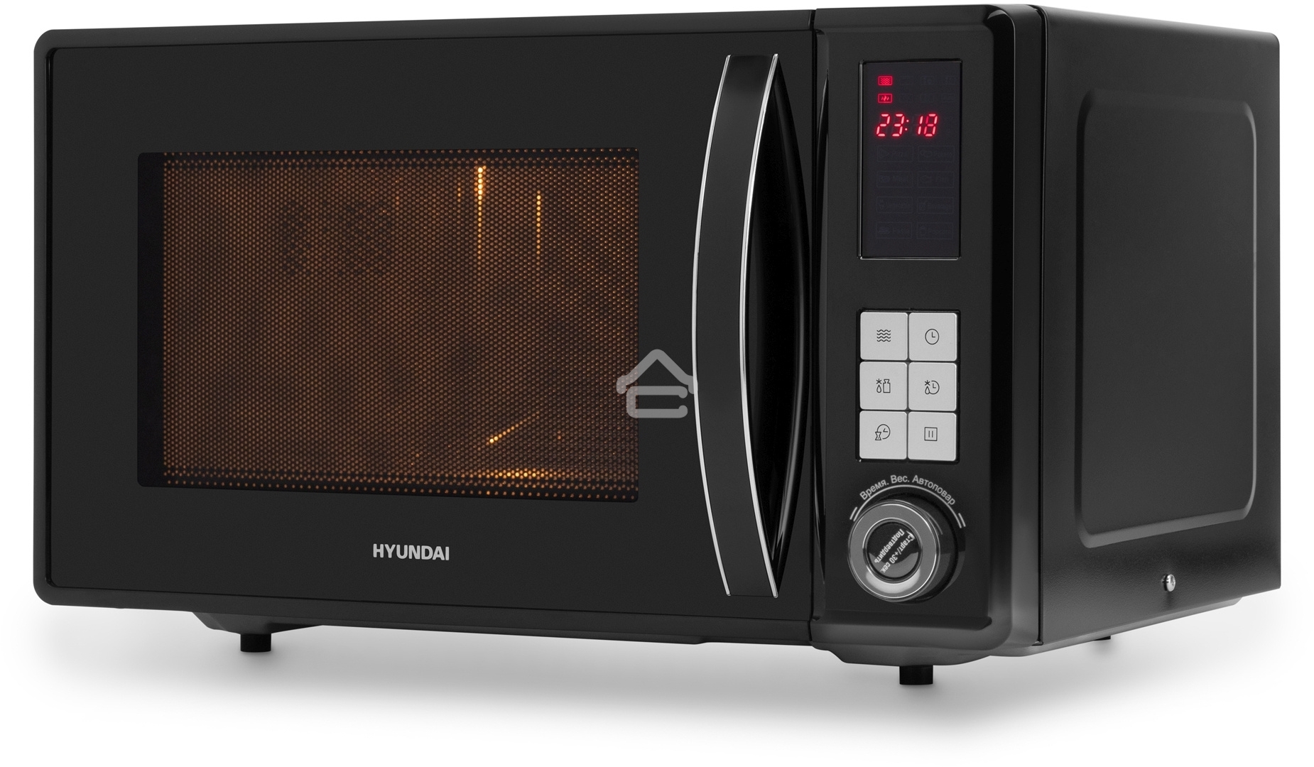 Микроволновая печь Hyundai HYM-D3009 нержавеющая сталь 23 л, 800 Вт, кнопки, поворотный механизм