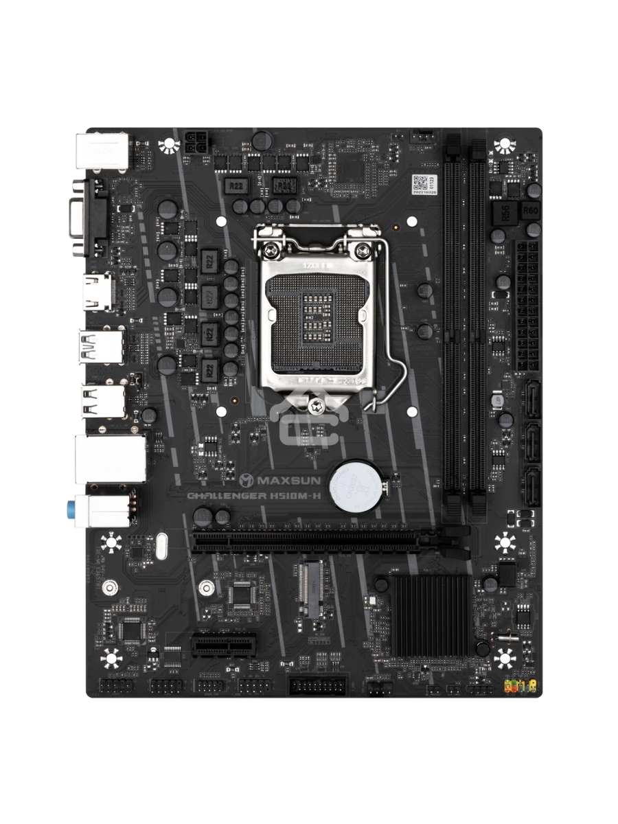 Материнская плата Maxsun Challenger H510M-H, LGA 1200, Intel H470, 2xDDR4, 1xM.2, 3xSATA, 1xPCIe 3.0 x16, 1xPCIe 3.0 x1, 1xHDMI, 1xVGA,1x 1Gb LAN, 4xUSB 2.0, 2xUSB 3.0, 5.1, mATX