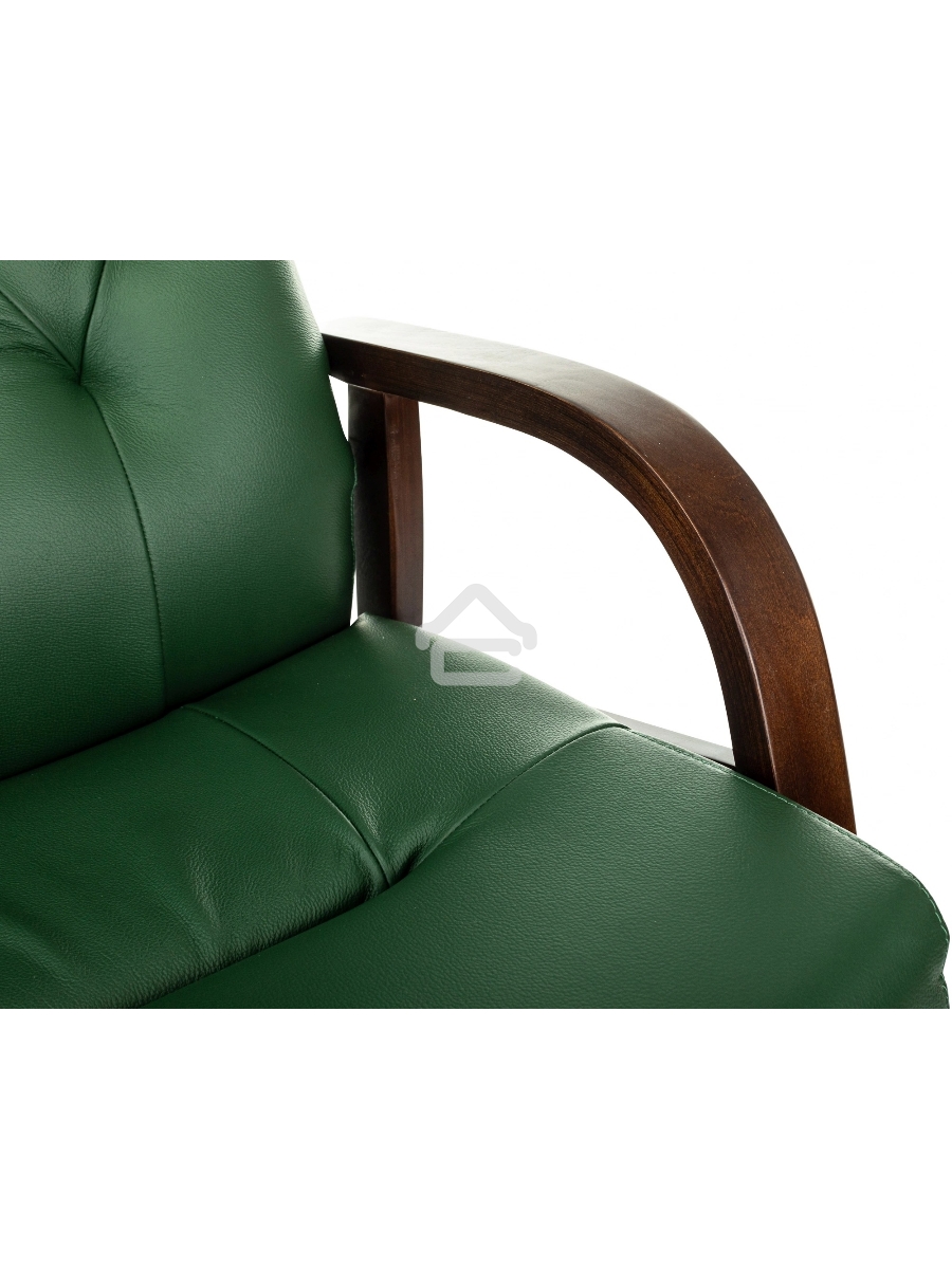Кресло офисное Бюрократ T-9928WALNUT-CF, зеленый, кожа, на ножках, дерево