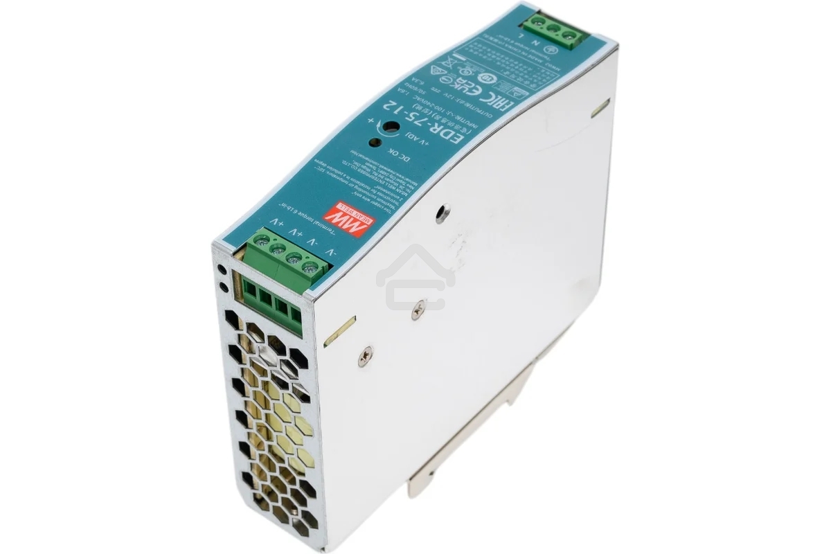 Блок питания AC-DC, 75Вт, вход 90-264V AC, 47-63Гц,127-370В DC, выход 12В,6.3A, рег. вых 12-14В, в кожухе на DIN-рейку