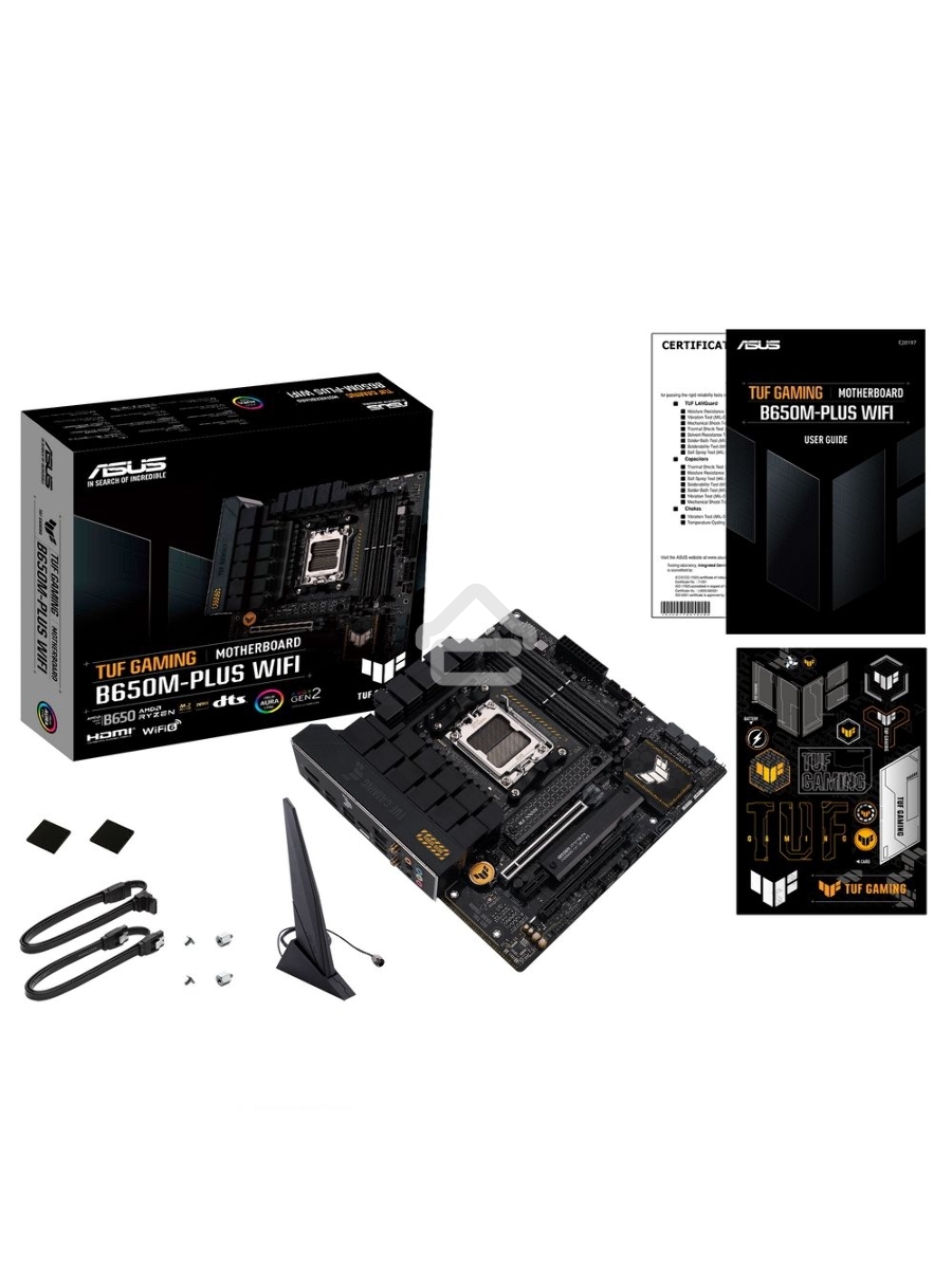 Материнская плата ASUS TUF GAMING B650M-PLUS WIFI, AM5, AMD B650, 4xDDR5, 4xSATA, 2xM.2, 1xPCIe 4.0 x16, 1xPCIe 4.0 x4, 1xDP, 1xHDMI, 1x 2.5Gb LAN, 4xUSB-A 3.2 Gen 2, 1xUSB-A 3.2 Gen 1, 1xUSB-C 3.2 Gen 2x2, 5x3.5 мм, 7.1, mATX