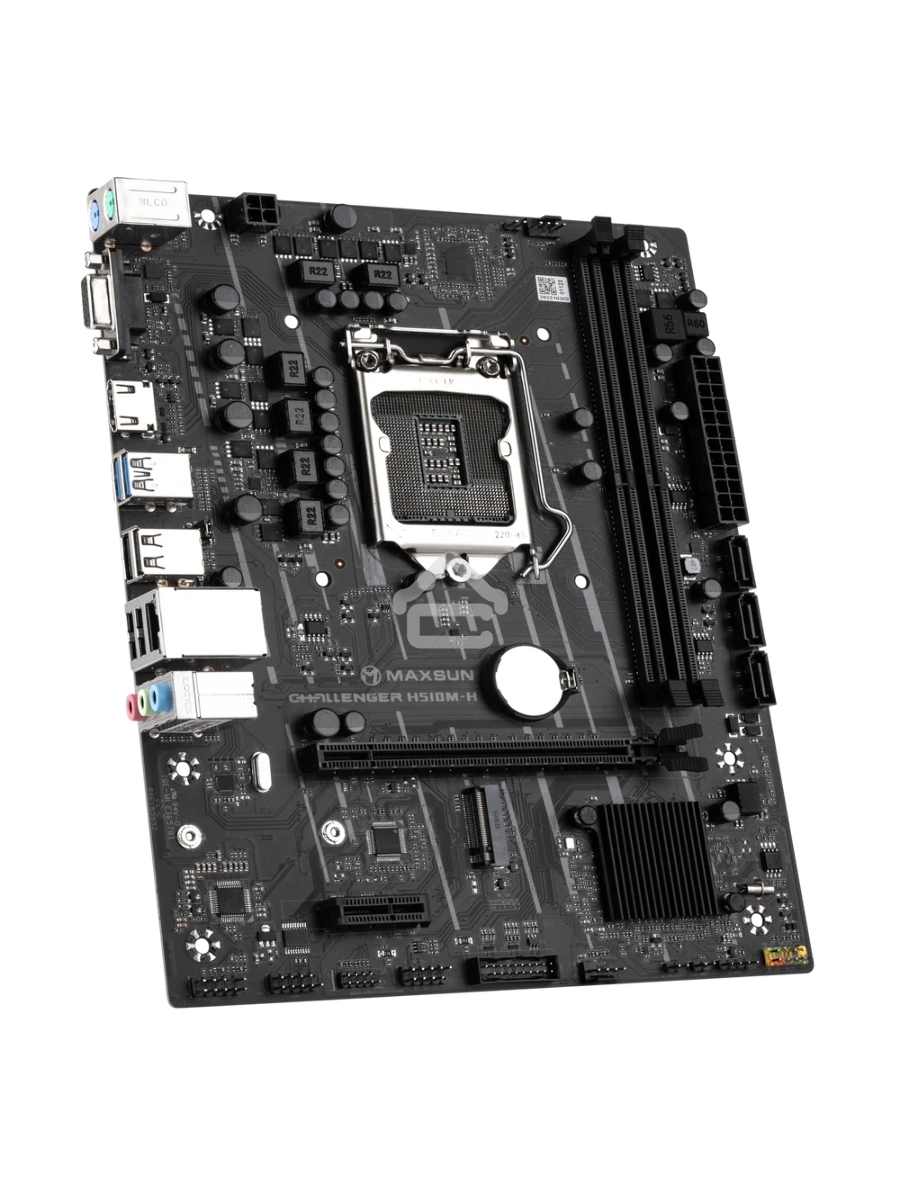 Материнская плата Maxsun Challenger H510M-H, LGA 1200, Intel H470, 2xDDR4, 1xM.2, 3xSATA, 1xPCIe 3.0 x16, 1xPCIe 3.0 x1, 1xHDMI, 1xVGA,1x 1Gb LAN, 4xUSB 2.0, 2xUSB 3.0, 5.1, mATX