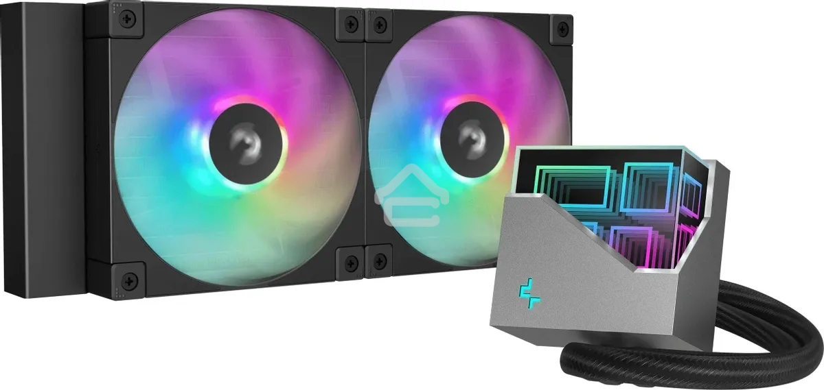 Система жидкостного охлаждения DEEPCOOL LT240 ARGb черный, 120 мм, алюминий/медь, 2400 об/мин, 38.71 дБ, 4 pin, 280 Вт