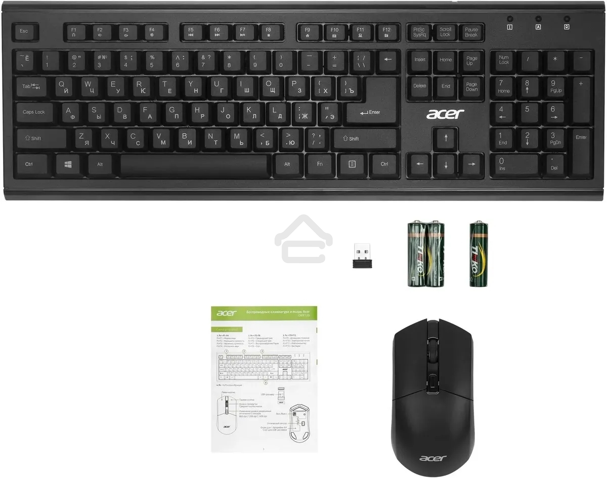 Клавиатура + мышь Acer OKR120 клав:черный мышь:черный USB беспроводная Multimedia