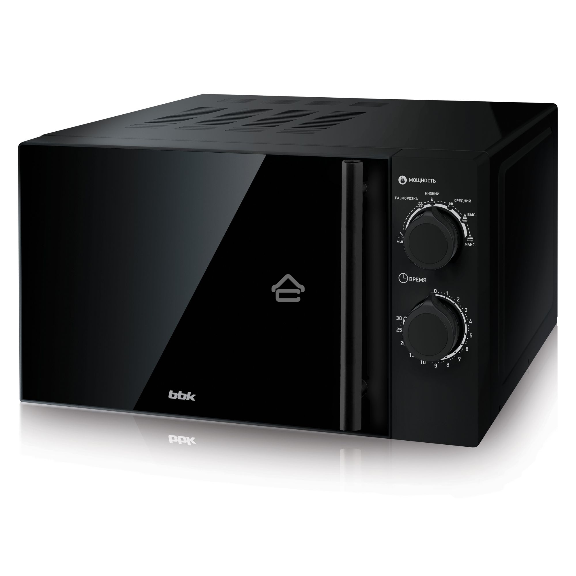 Микроволновая печь BBK 20MWS-773M/B-M черный, 20 л, 700 Вт, переключатели - поворотный механизм