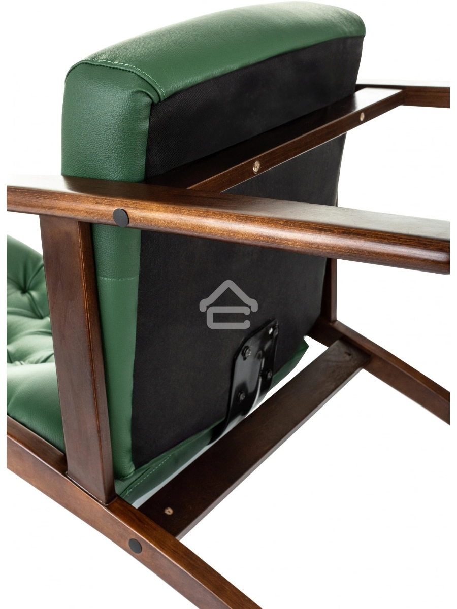 Кресло офисное Бюрократ T-9928WALNUT-CF, зеленый, кожа, на ножках, дерево