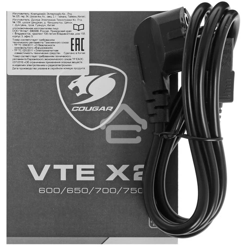 Блок питания Cougar VTE X2 700 (CGR VX-700), 700Вт, 80 PLUS Bronze, 120мм, черный
