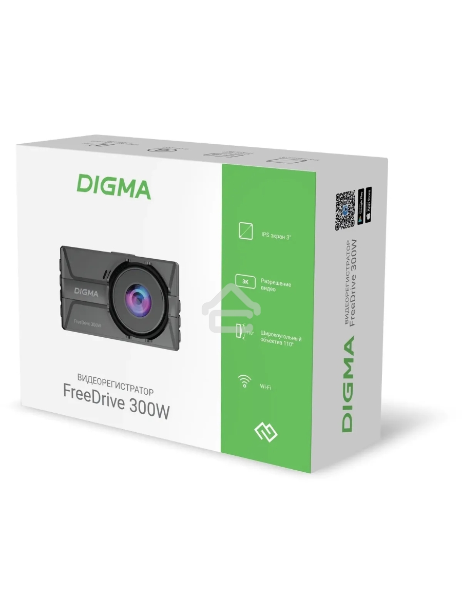 Видеорегистратор Digma FreeDrive 300W черный 4Mpix 1400x2560 130гр.