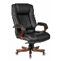 Кресло руководителя Бюрократ T-9925WALNUT/BLACK черный, кожа, крестовина дерево